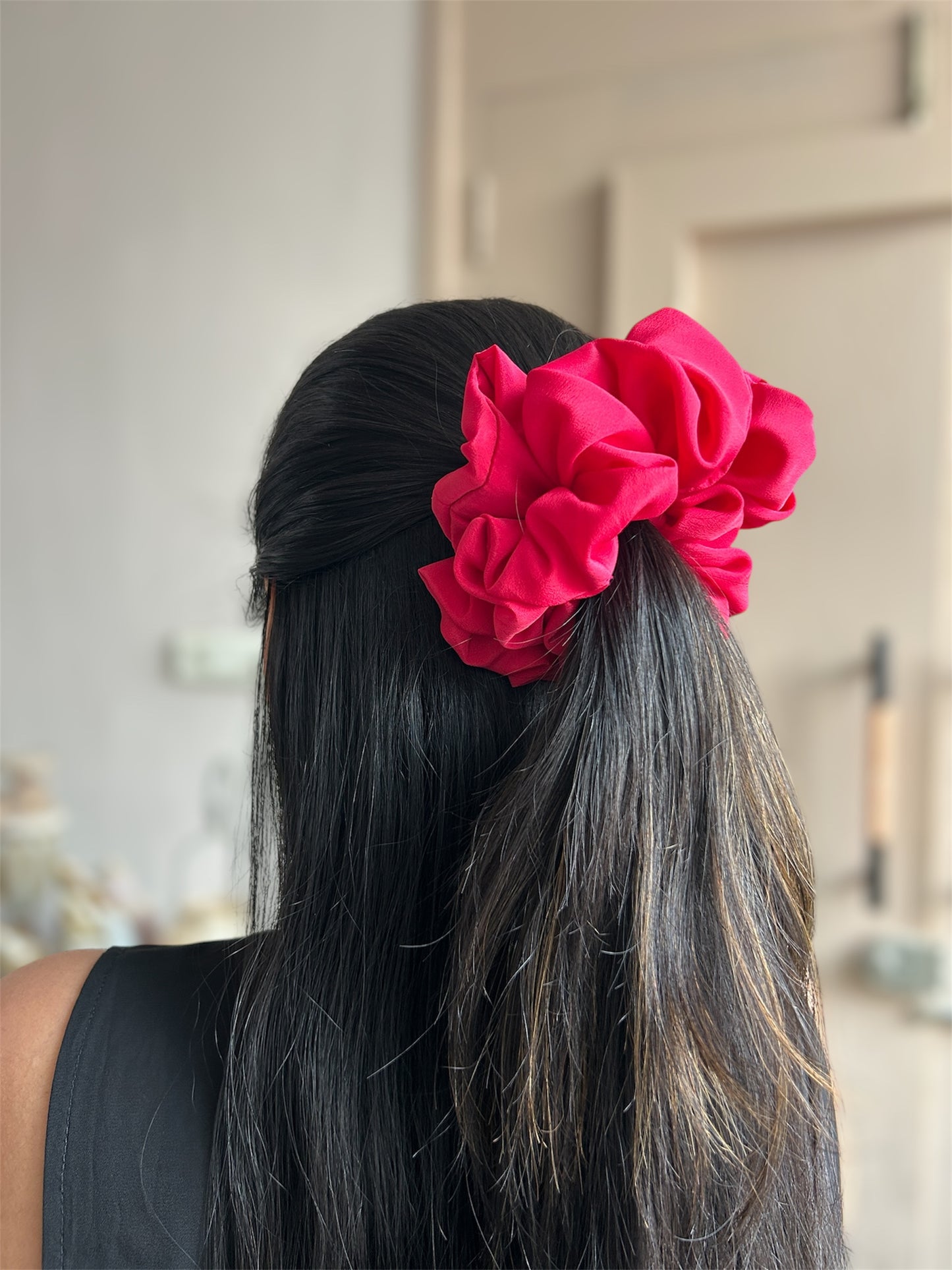 Rose Red Satin XL Volumizing Scrunchie
