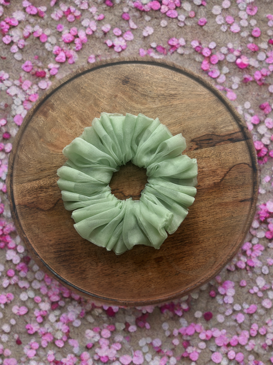 Olive Organza Scrunchie