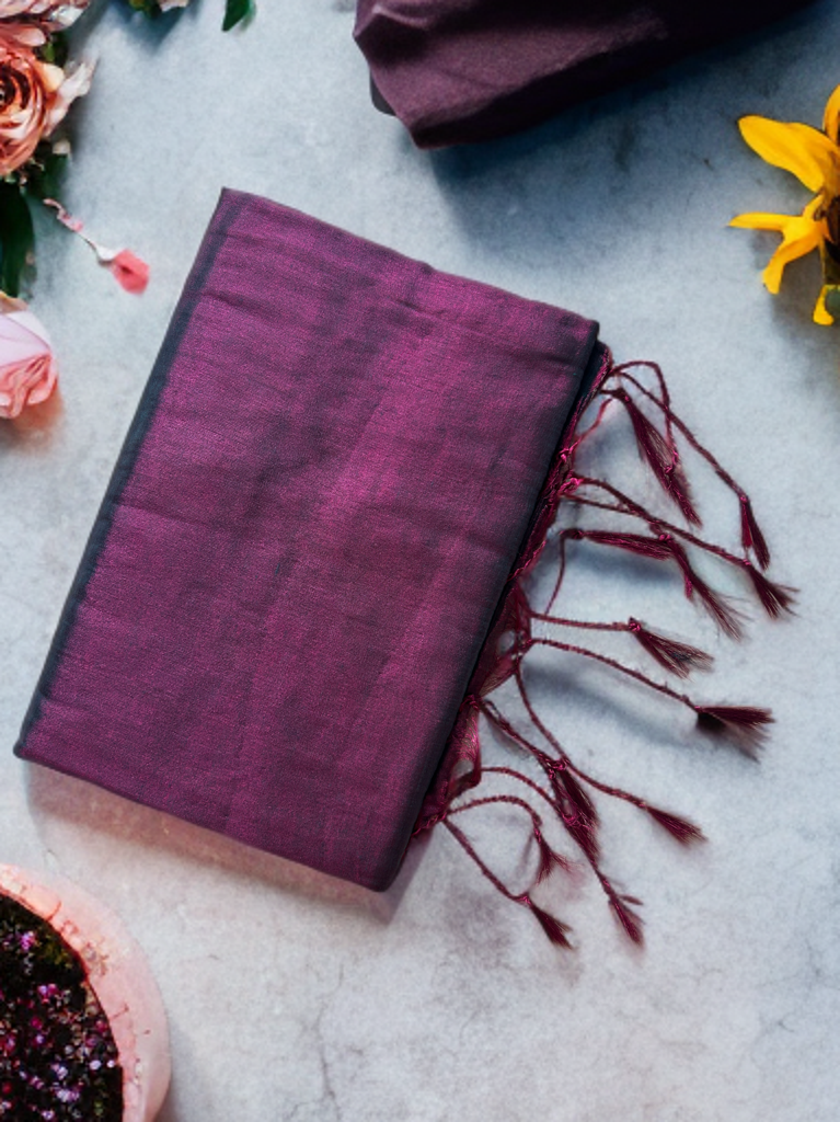 Plum Charm Cotton Tissue Saree