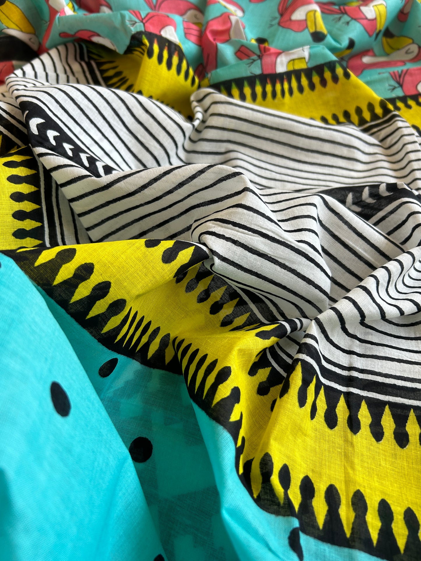 Toucan Multicolour Cotton Saree