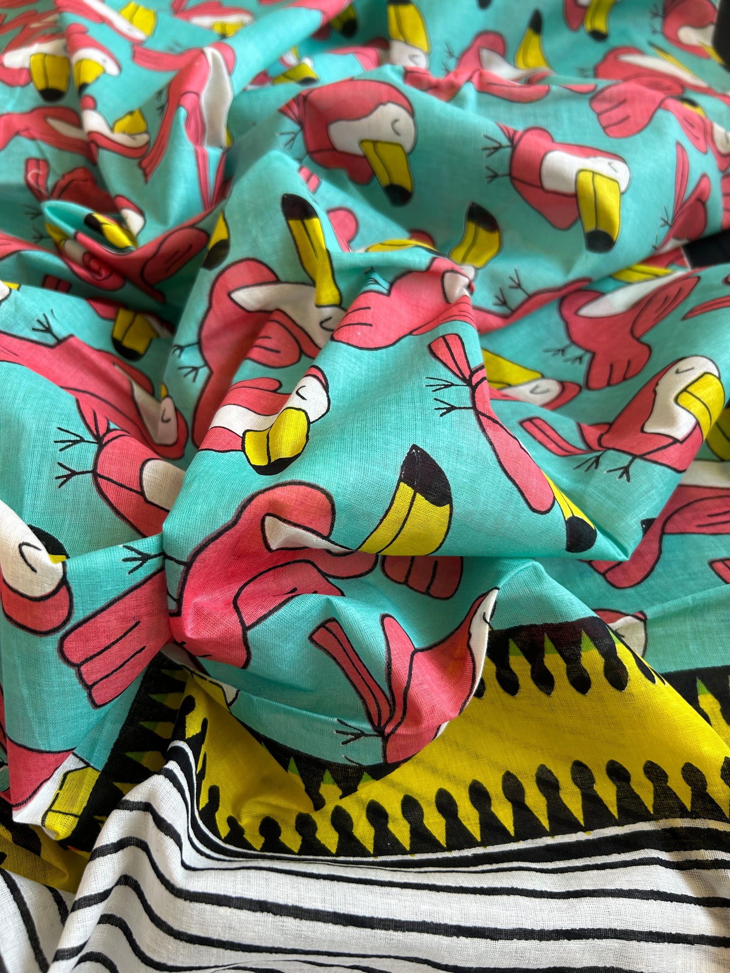 Toucan Multicolour Cotton Saree