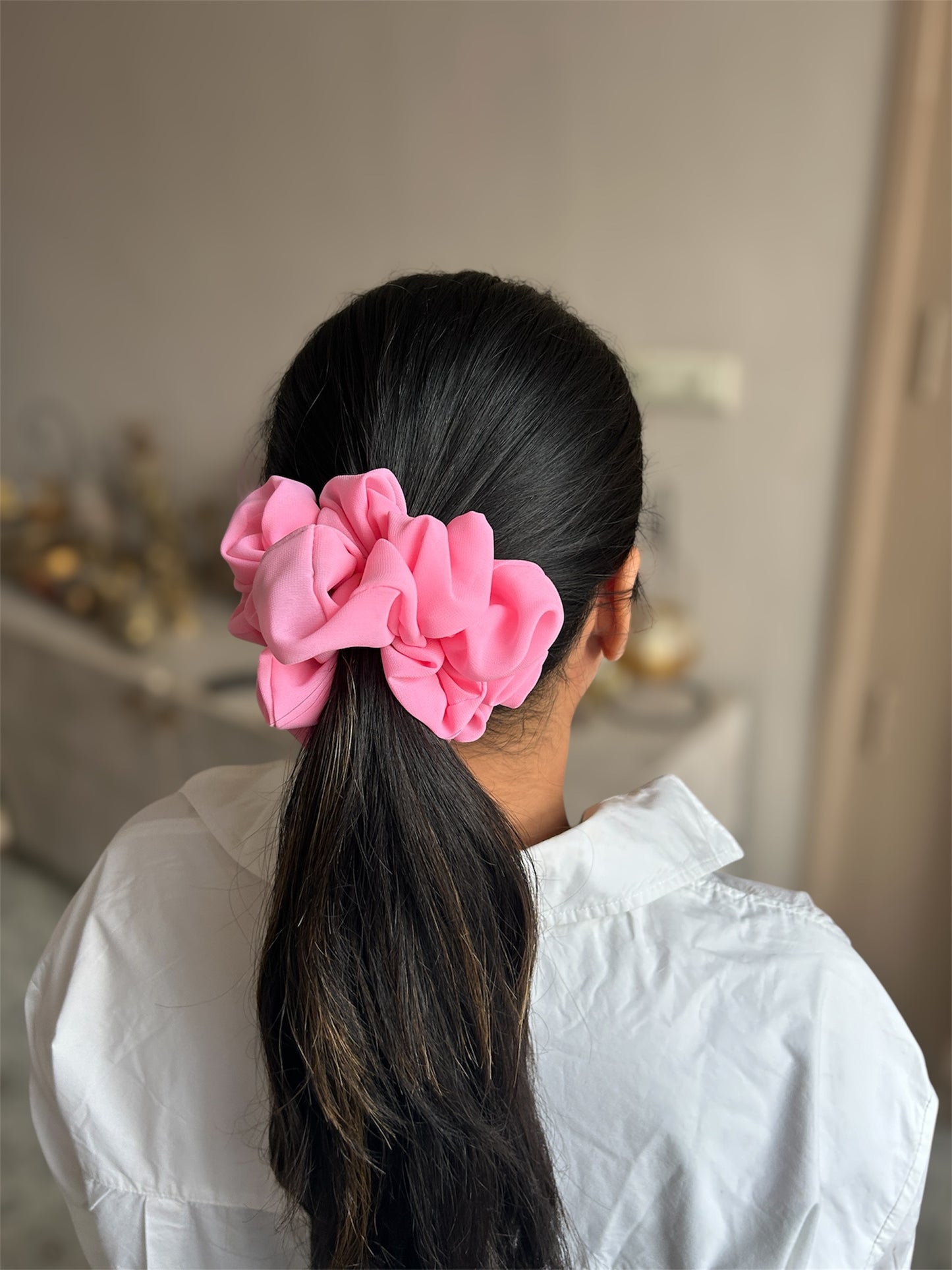 Bubble Pink Soft Georgette XL Scrunchie