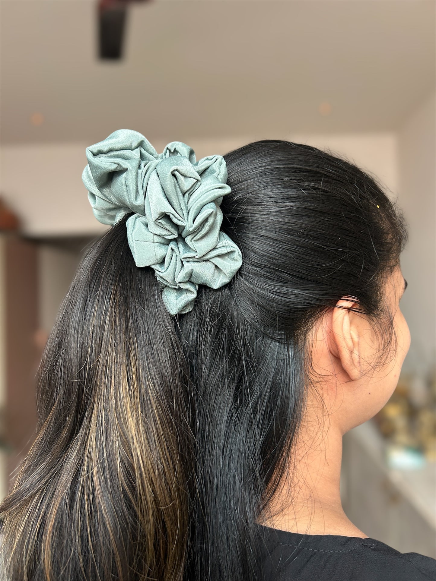 Sage Green Satin XL Volumizing Scrunchie