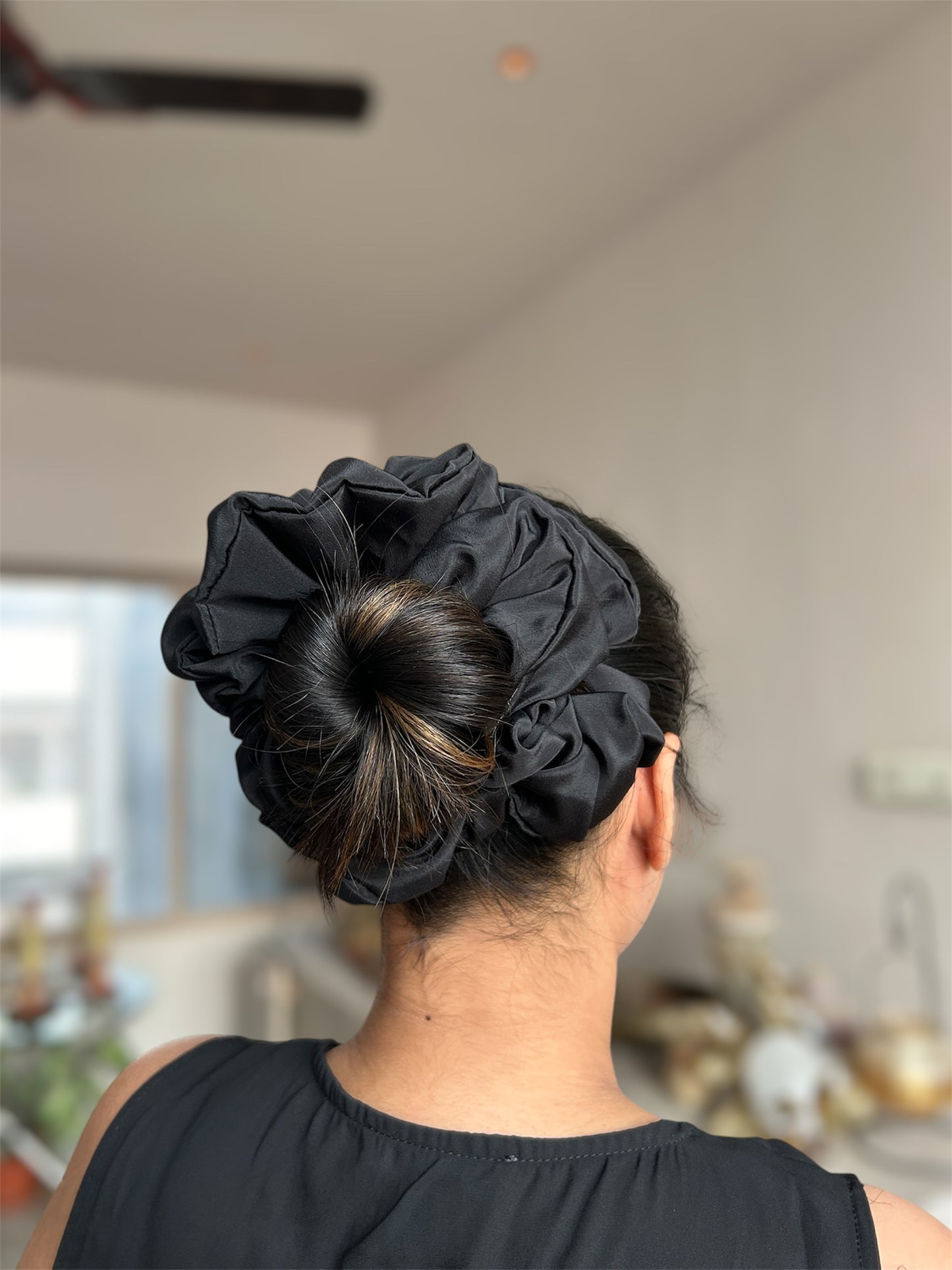 Carbon Black Satin XXL Volumizing Scrunchie