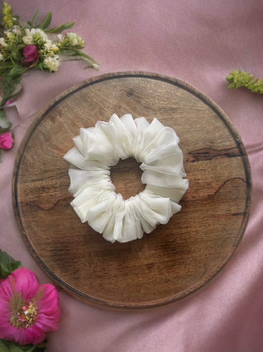 Ivory Organza Scrunchies