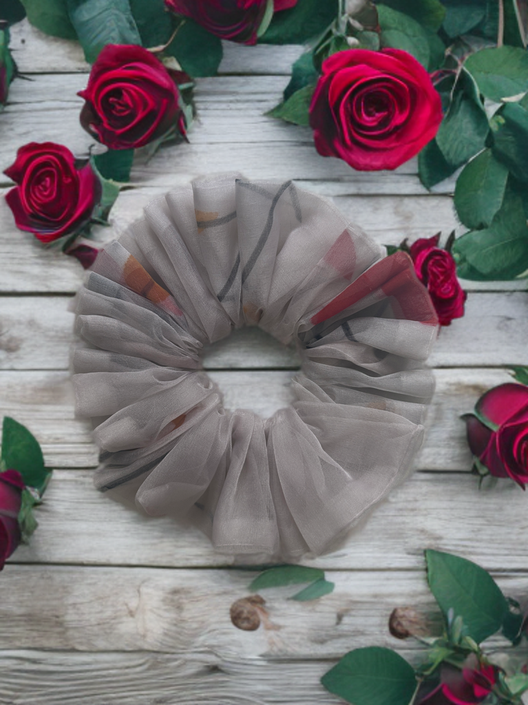 Set of 2 Ash & Olive Organza Scrunchies