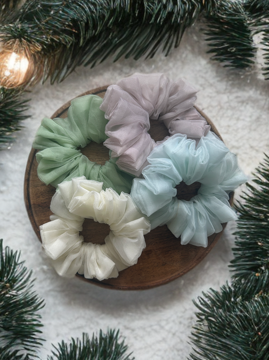 Set Of 4 Organza Scrunchies