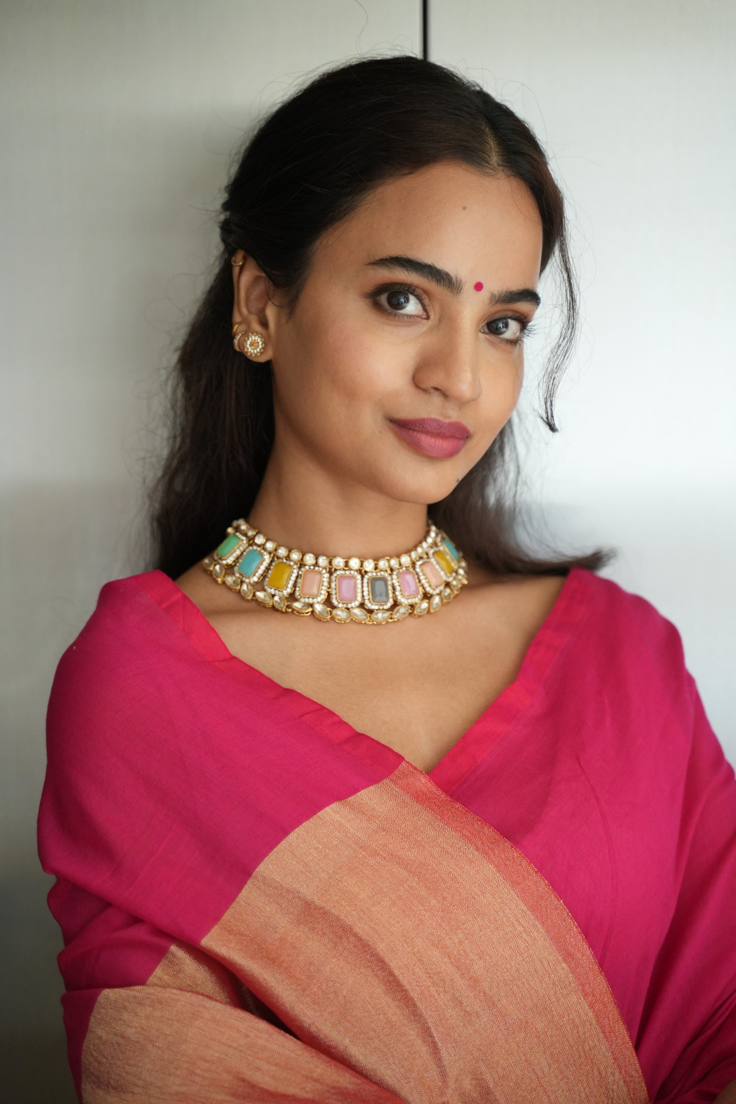Mauve Pink & Antique Gold Khaadi Cotton Saree