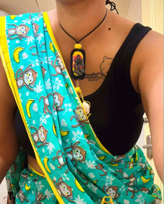 Monkey Business Cotton Saree