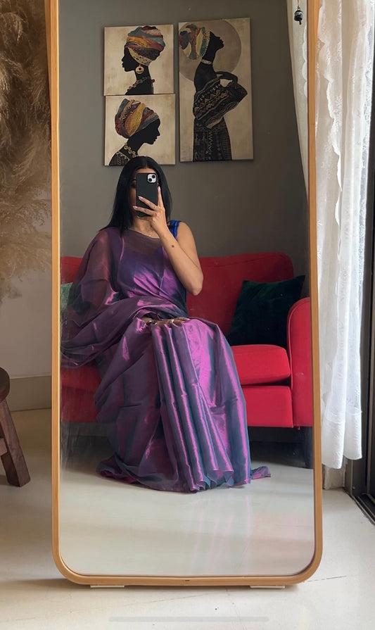 Plum Charm Cotton Tissue Saree