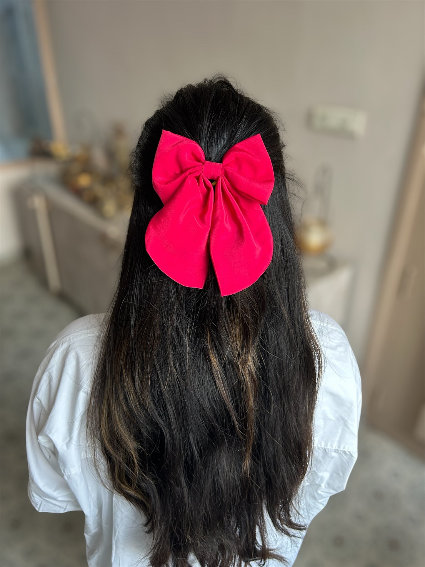 Rose Red Satin Hair Bow With Alligator Clip