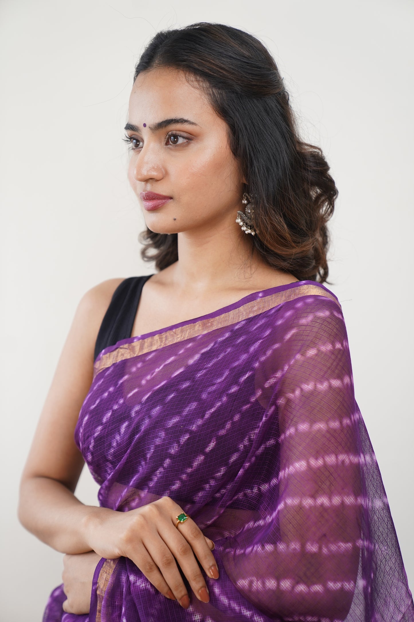 Violet Kota Doria Shibori Print Saree