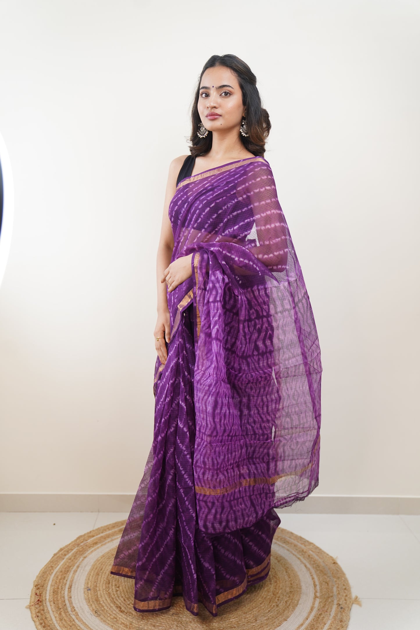 Violet Kota Doria Shibori Print Saree