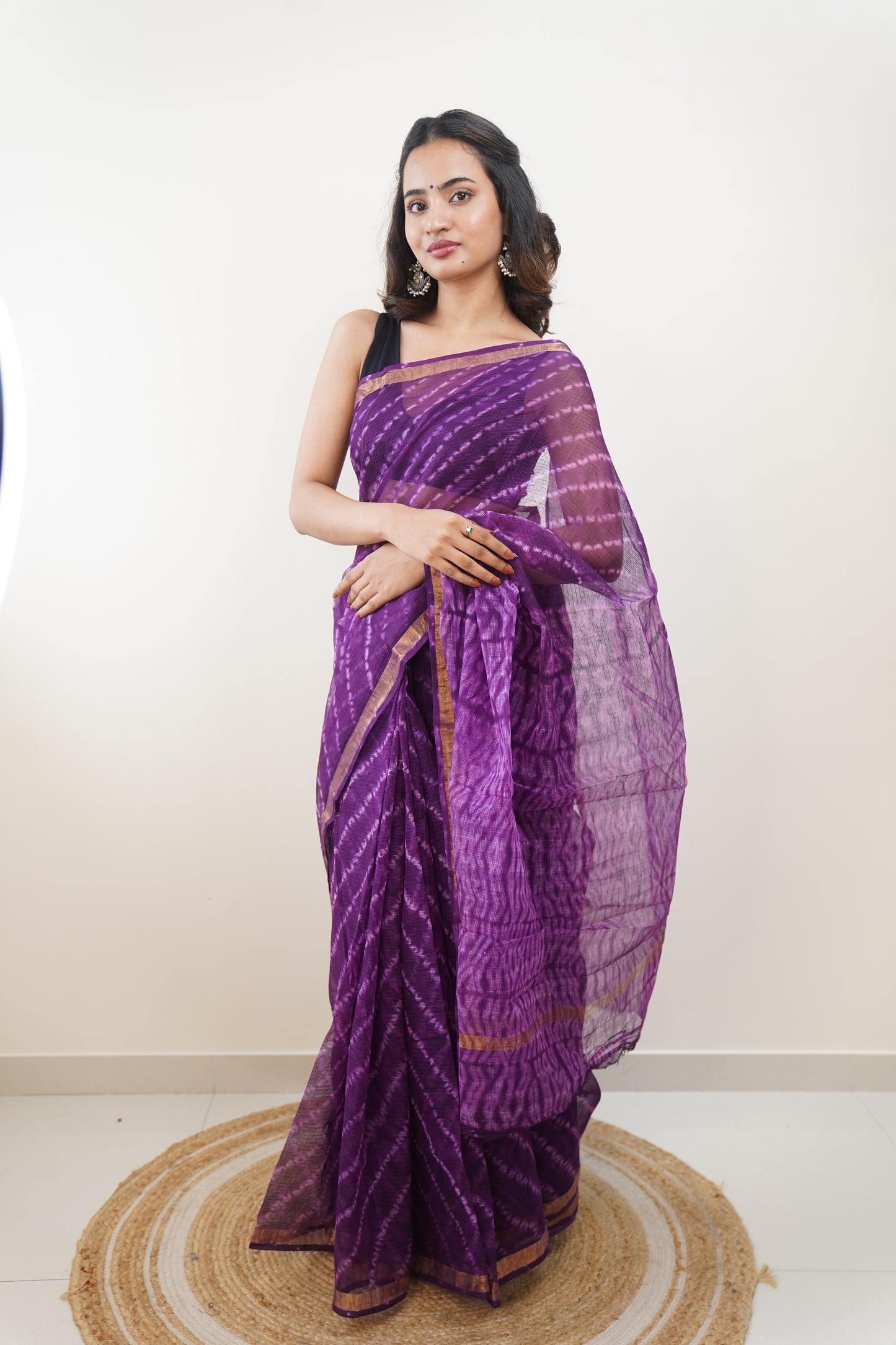 Violet Kota Doria Shibori Print Saree