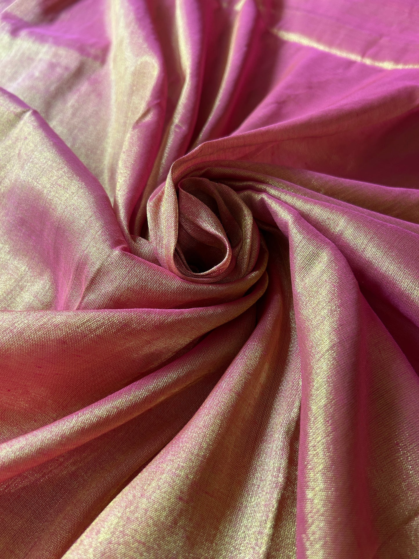 Pink and Golden Cotton Tissue Saree