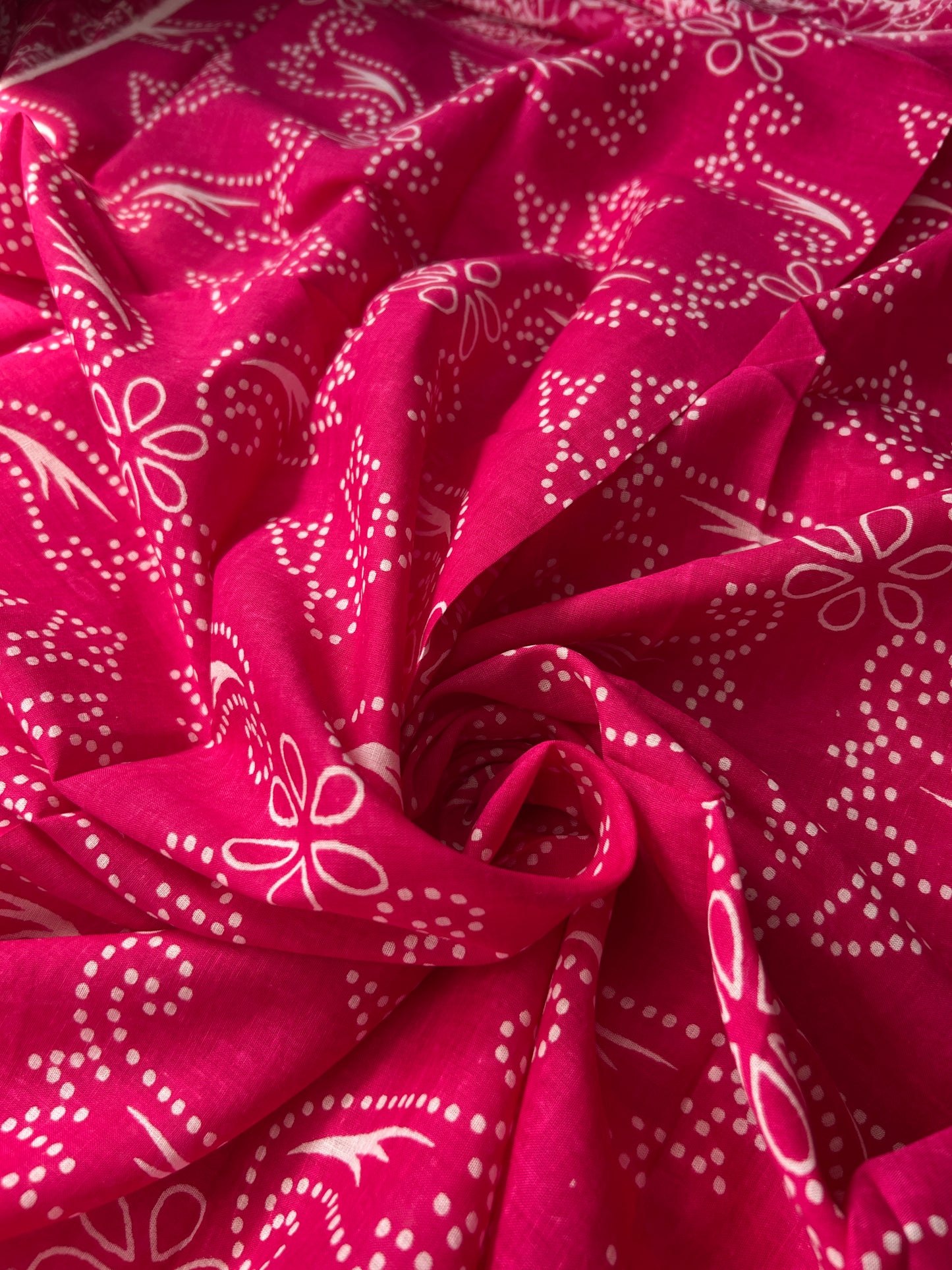 Pink Blossom Handblock Cotton Saree
