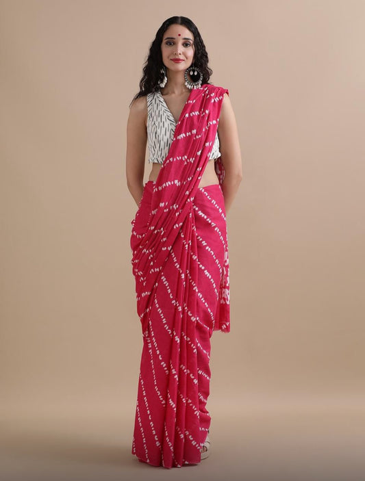 Gulaabi Rekha Mul Cotton Saree