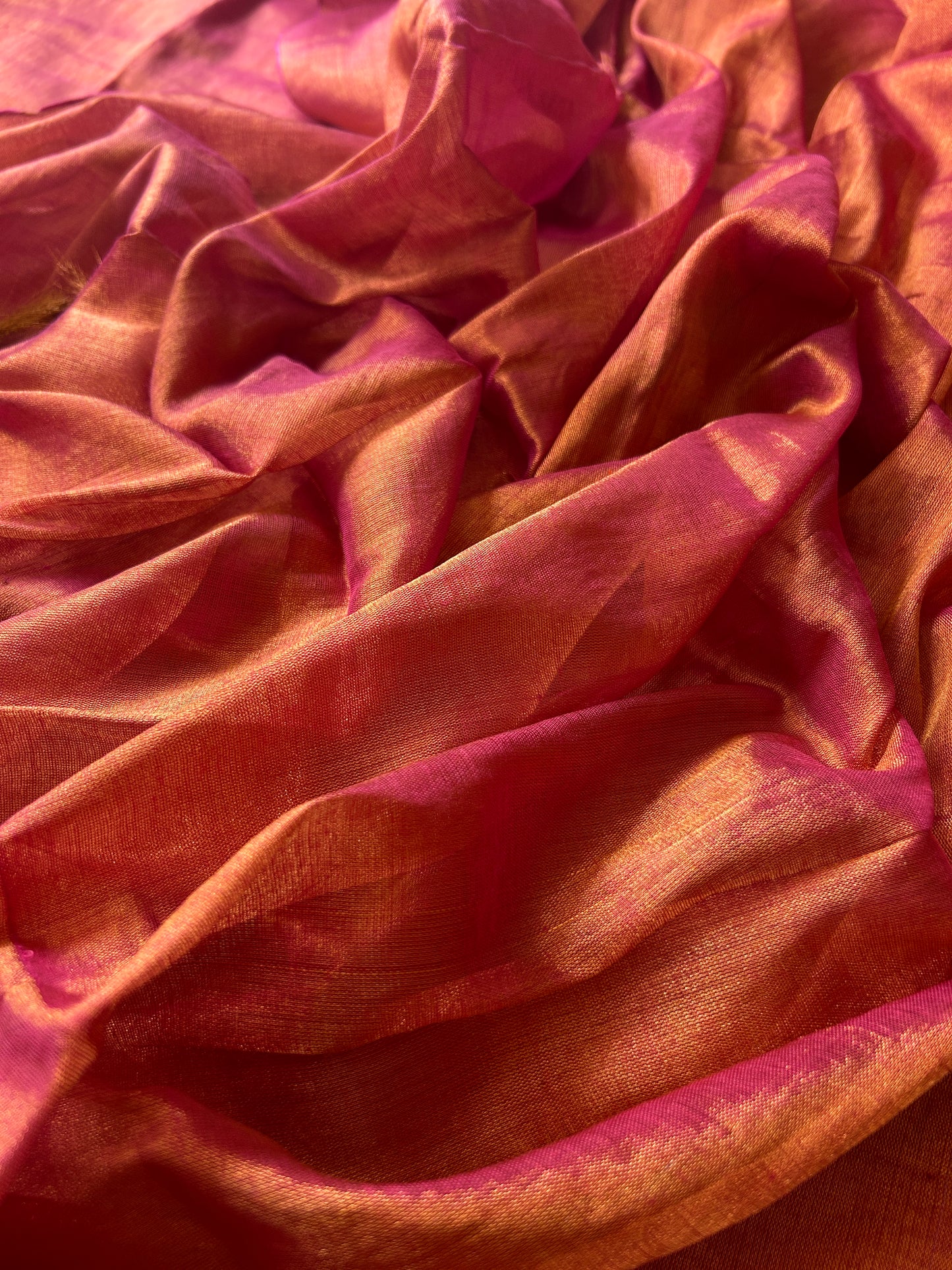 Tangerine Copper Cotton Tissue Saree