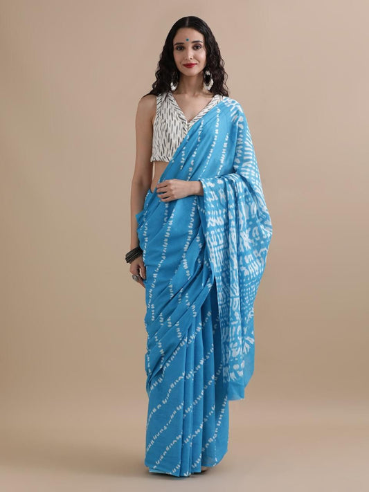 Neela Taara Mul Cotton Saree