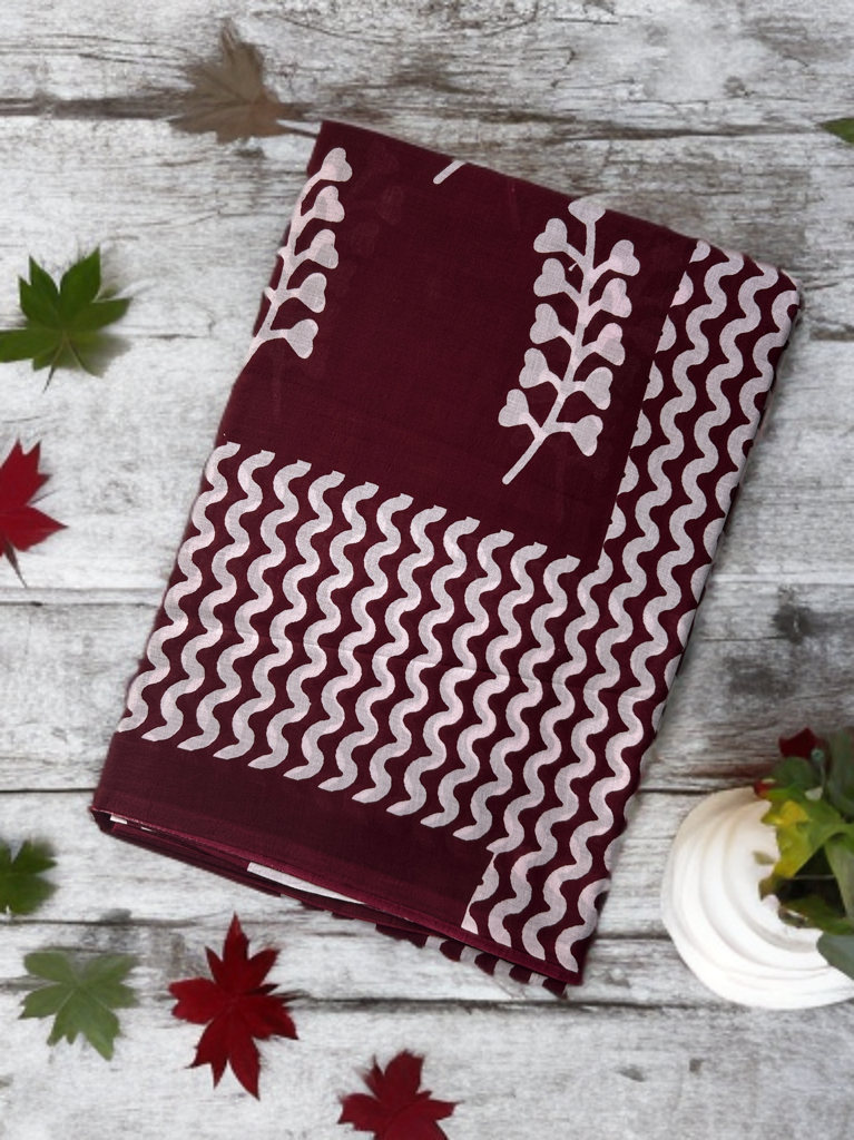 Laal Gulmohar Mul Cotton Saree