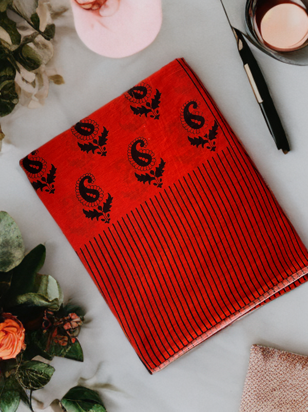 Laal Siyaahi Mul Cotton Saree