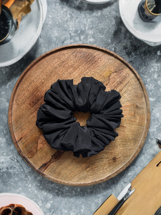 Carbon Black Satin XL Volumizing Scrunchie