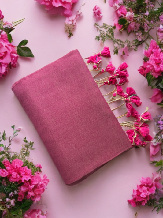 Rose Pink Pure Cotton Saree