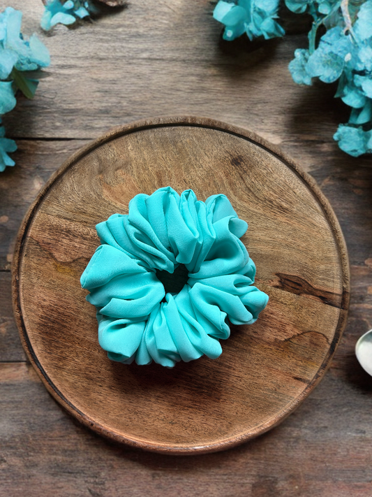 Aqua Blue XL Soft Georgette Scrunchie