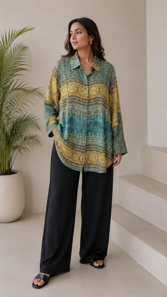 Firoza Printed Crepe Shirt
