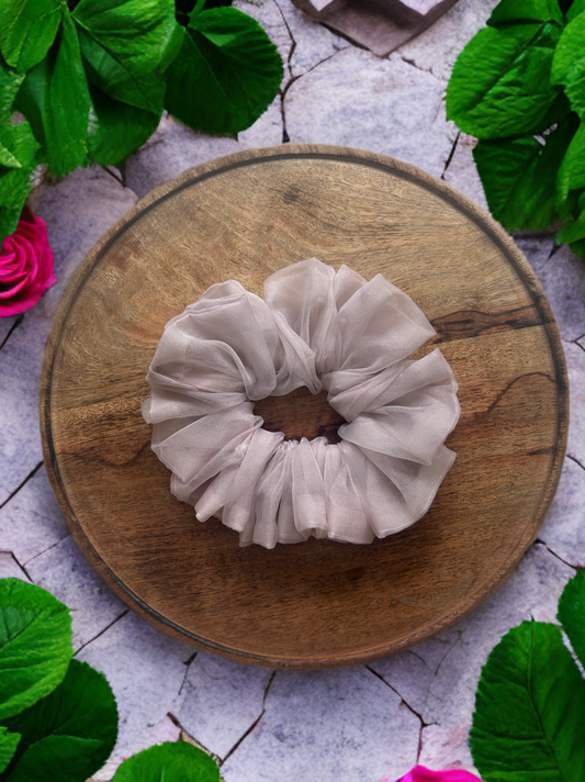 Ash Mocha Organza Scrunchie