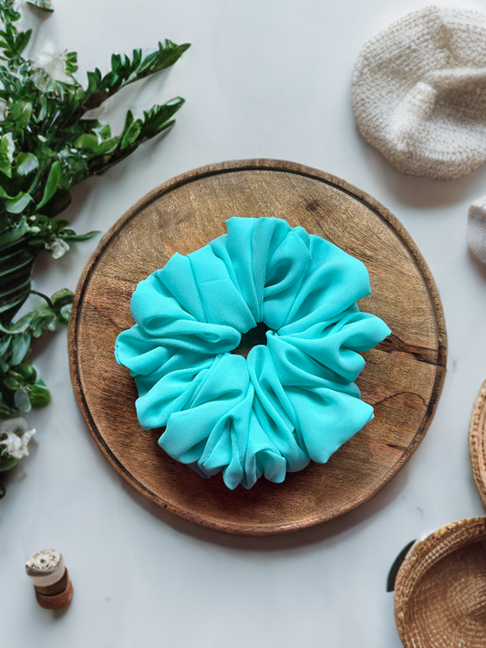 Aqua Blue XXL Soft Georgette Volumizing Scrunchie