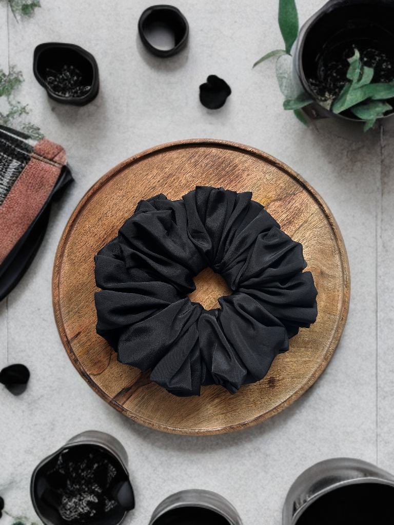 Carbon Black Satin XXL Volumizing Scrunchie