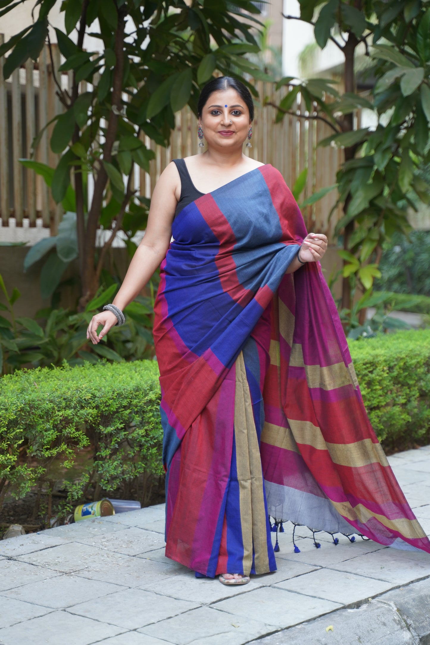 Multicolour Khadi Cotton Handloom Saree