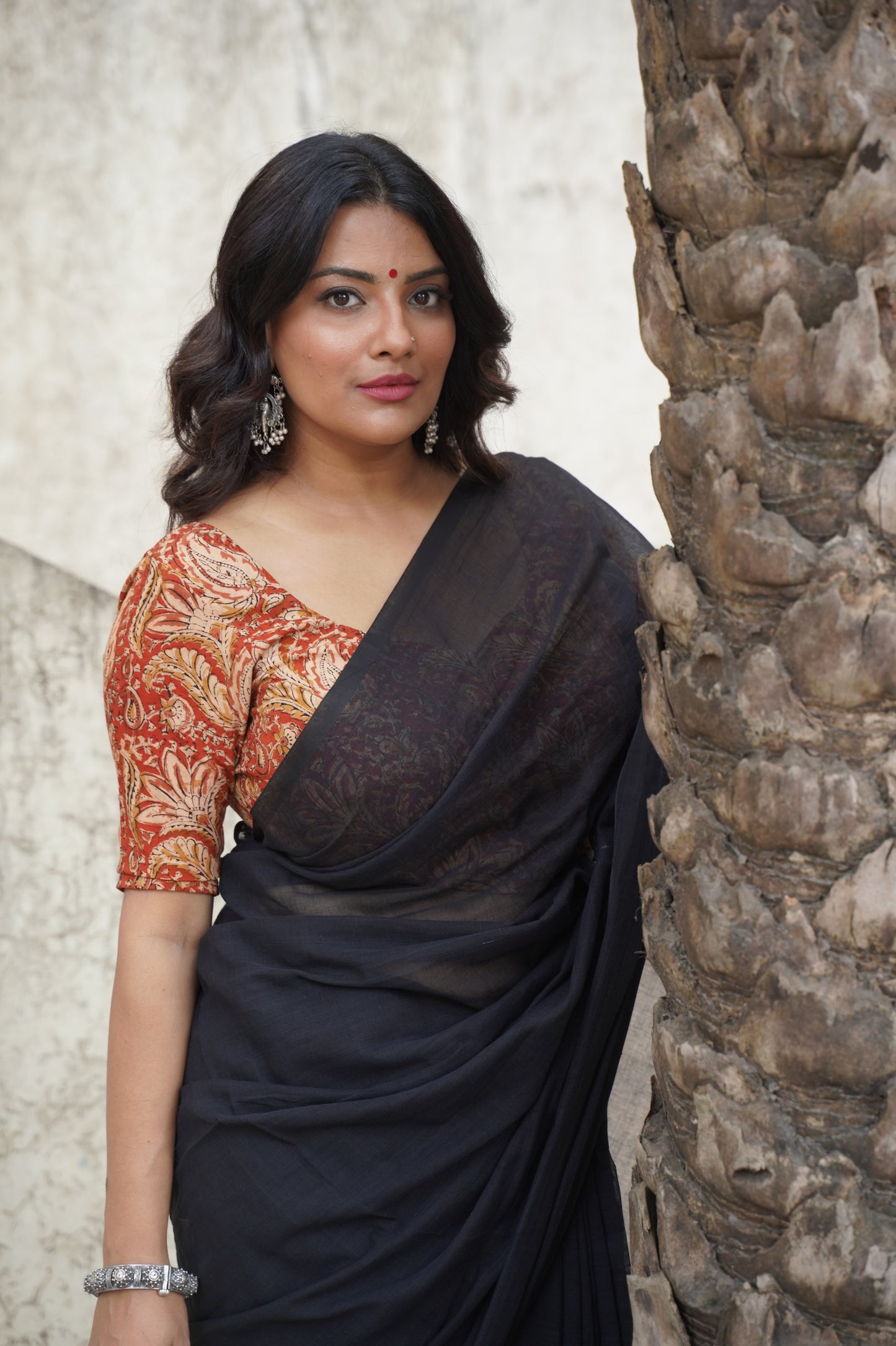 Black Pure Cotton Saree