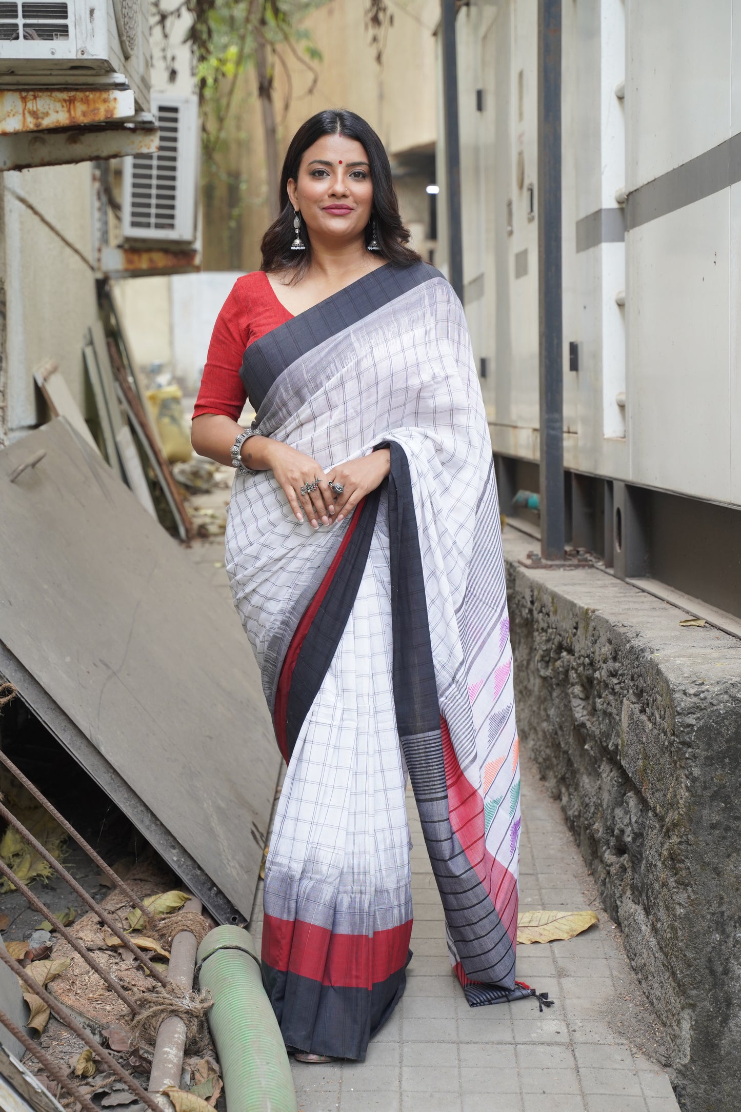 Multi Colour Cotton Linen Saree