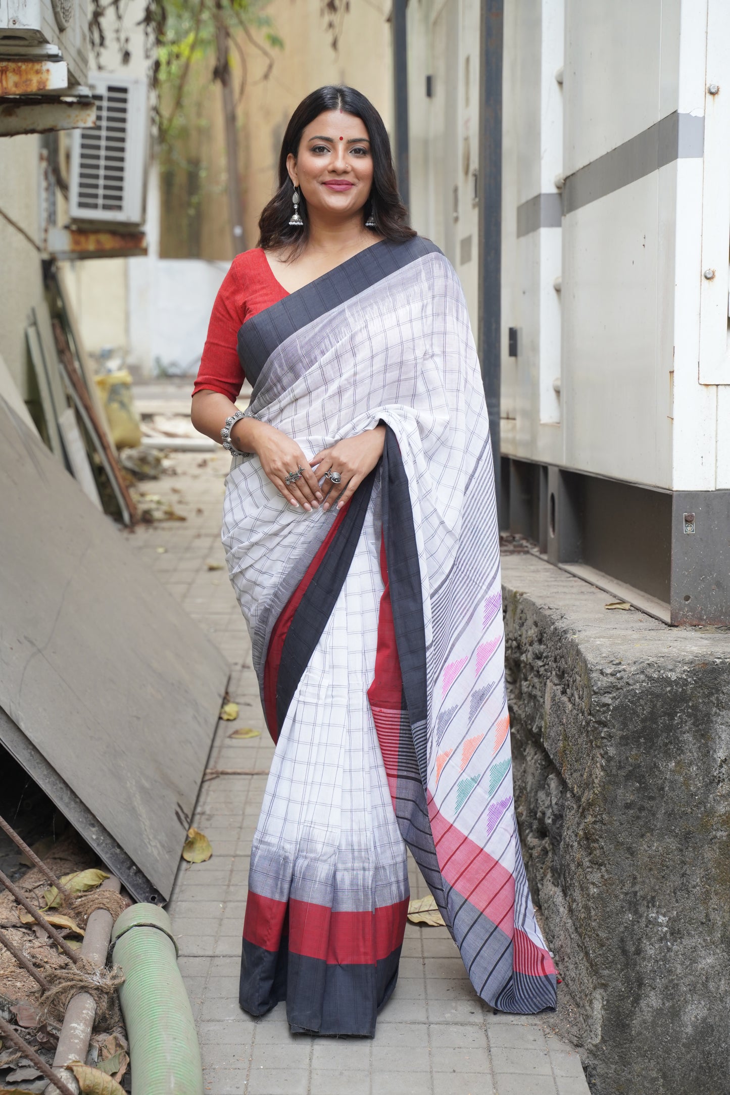 Multi Colour Cotton Linen Saree