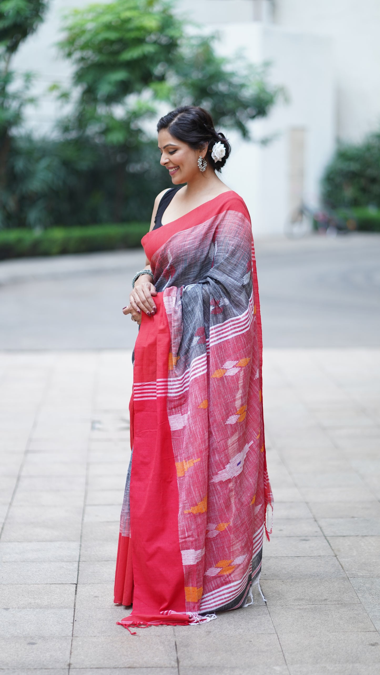 Multi-Colour Cotton Linen Saree