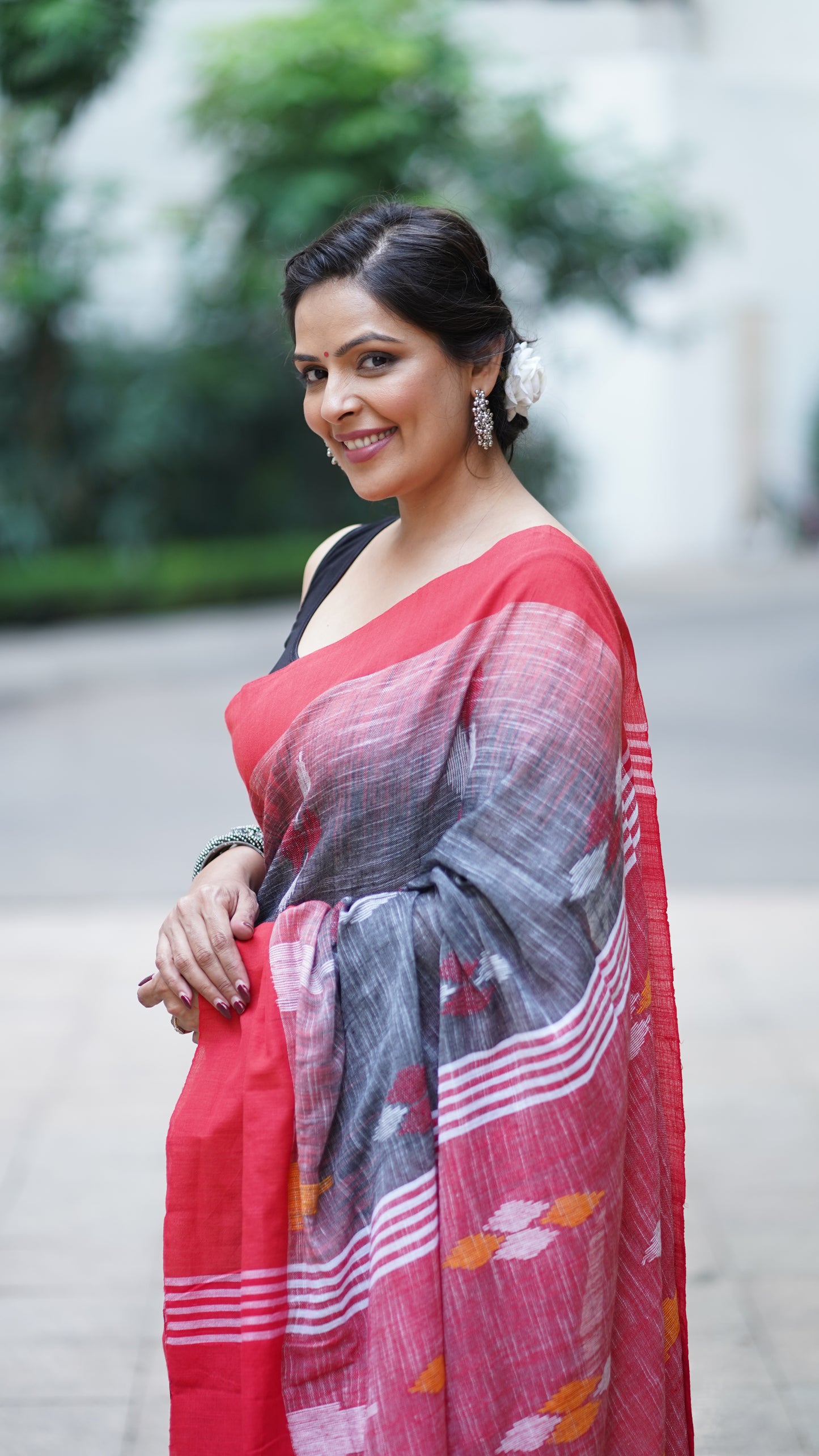 Multi-Colour Cotton Linen Saree