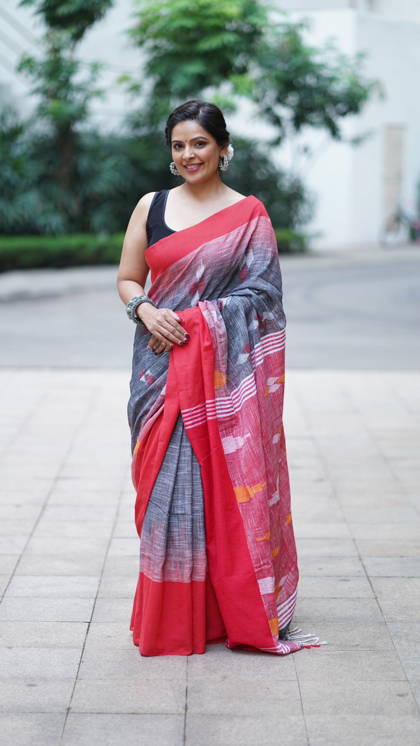 Multi-Colour Cotton Linen Saree