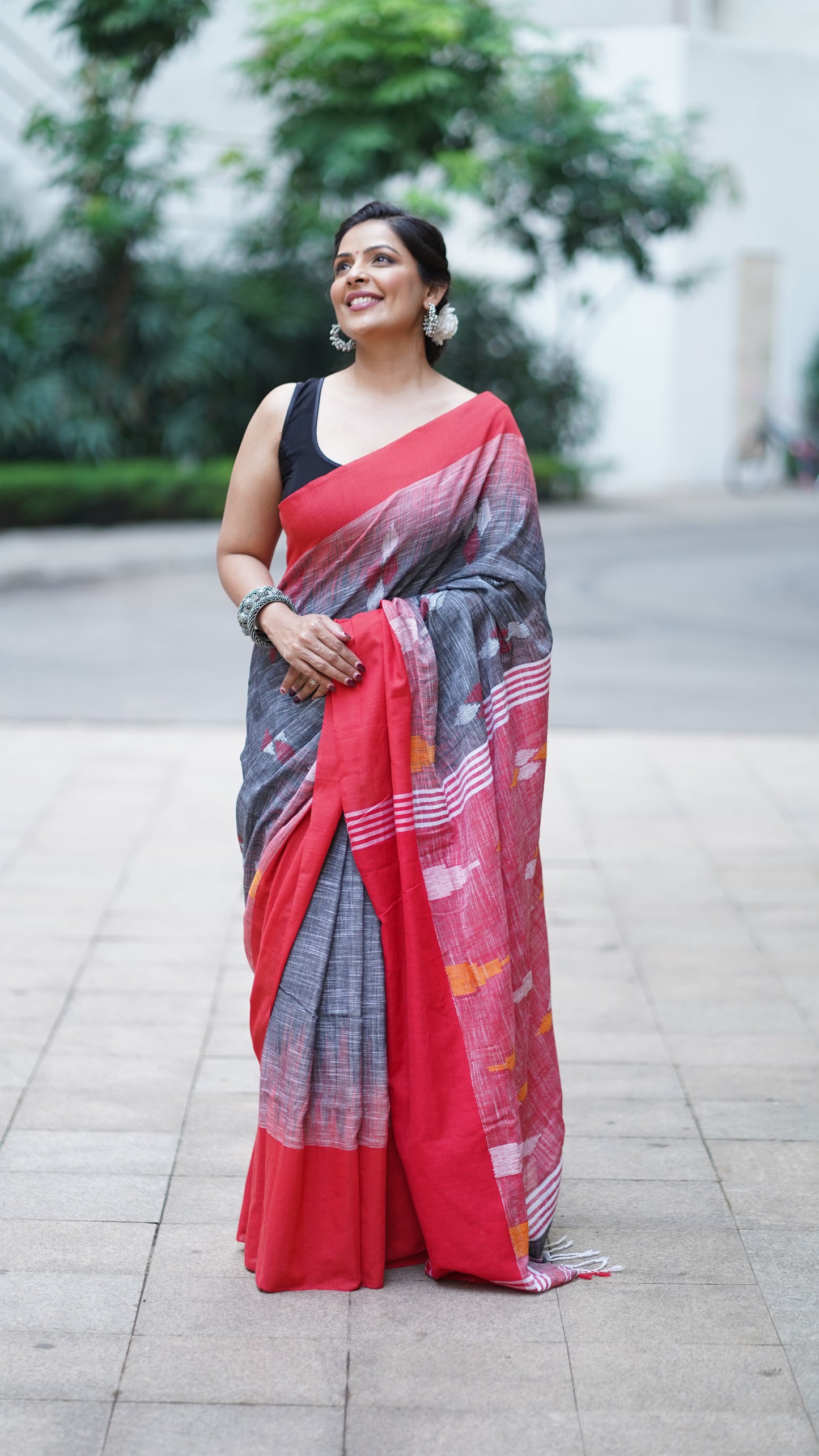 Multi-Colour Cotton Linen Saree