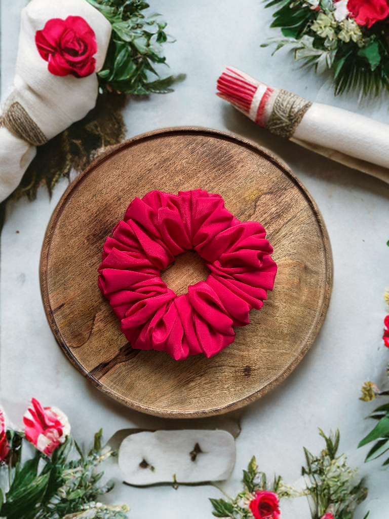 Rose Red Satin XL Volumizing Scrunchie