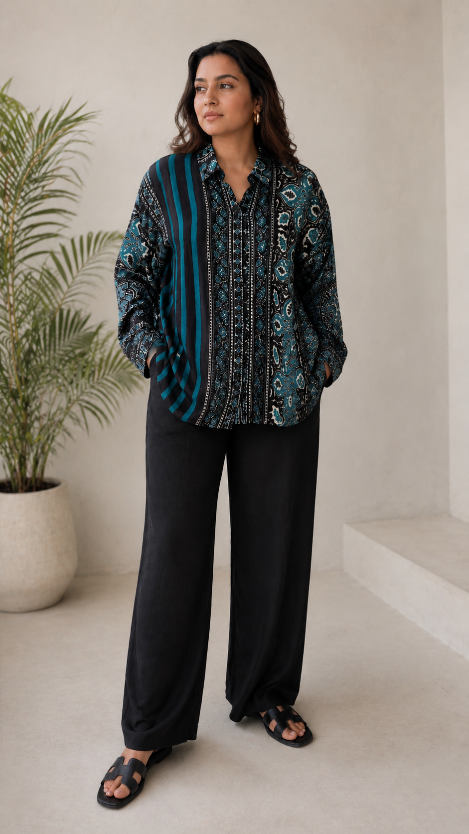 Midnight Mosaic Crepe Shirt