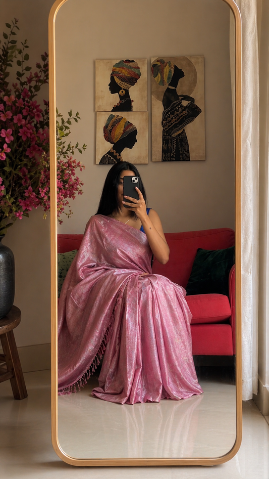 Pink Twilight Cotton Tissue Saree