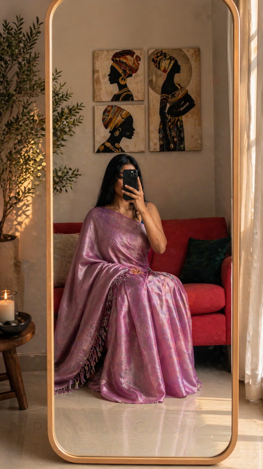 Pink Mauve Cotton Tissue Saree