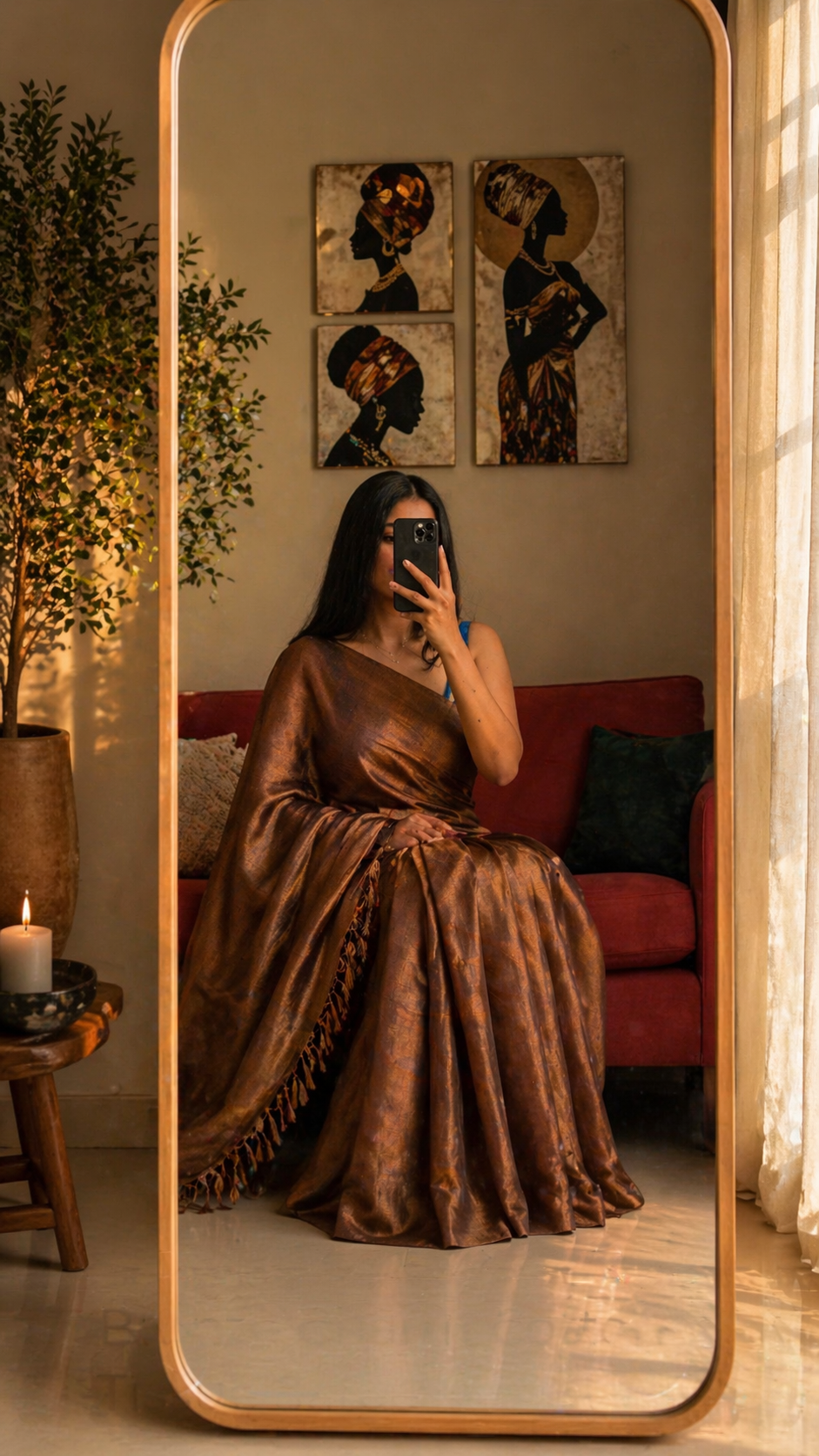 Bronze Charm Cotton Tissue Saree
