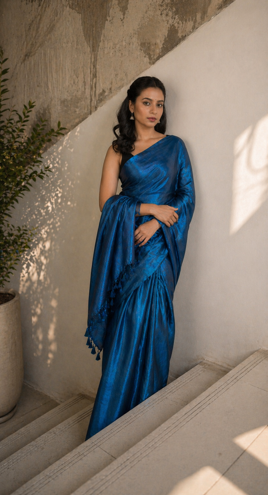 Peacock Glint Cotton Tissue Saree