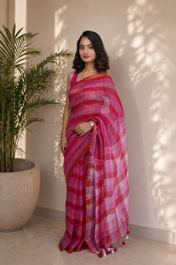 Gulaabo Linen Saree