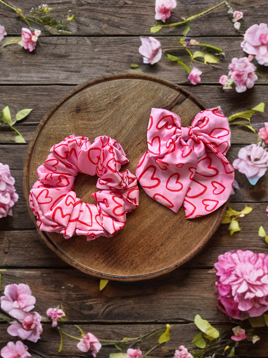 Pretty In Pink-Japan Satin Scrunchie and Hair Bow (Set of 2)