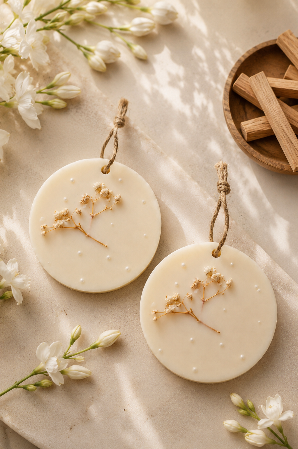 Set of 2 Mogra & Sandalwood 100% Soy Wax Wardrobe Air Freshener Bars