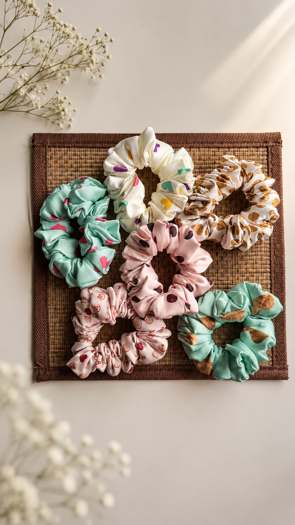 Set of 6 Satin scrunchies